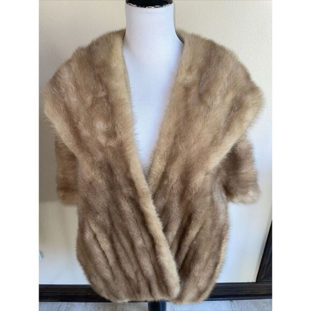 Vintage 1950's Custom Made‎ Autumn Haze Mink Wrap/Cape/Cover Emba Brown